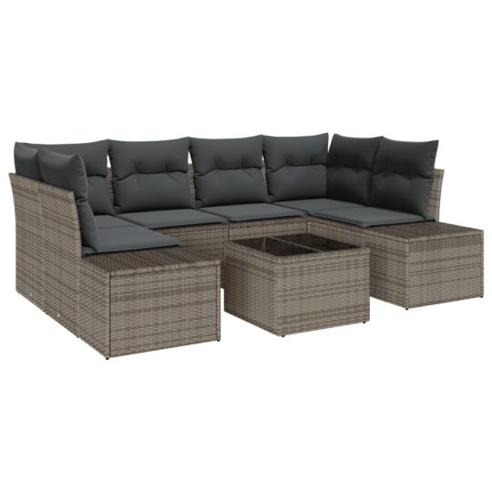 Alternative view of Set de canapele pentru grădină 7 pcs Gri Rattan poli