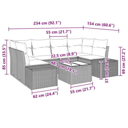 3346962 9 Set de canapele pentru grădină 7 pcs Gri deschis Rattan poli 3346962 9