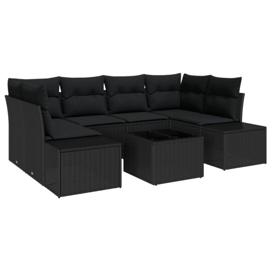 3346963 2 Set de canapele pentru grădină 7 pcs Negru Rattan poli 3346963 2