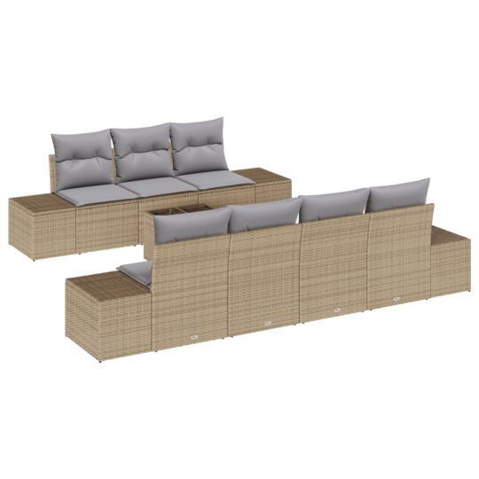 Alternative view of Set de canapele pentru grădină 8 pcs Bej Rattan poli