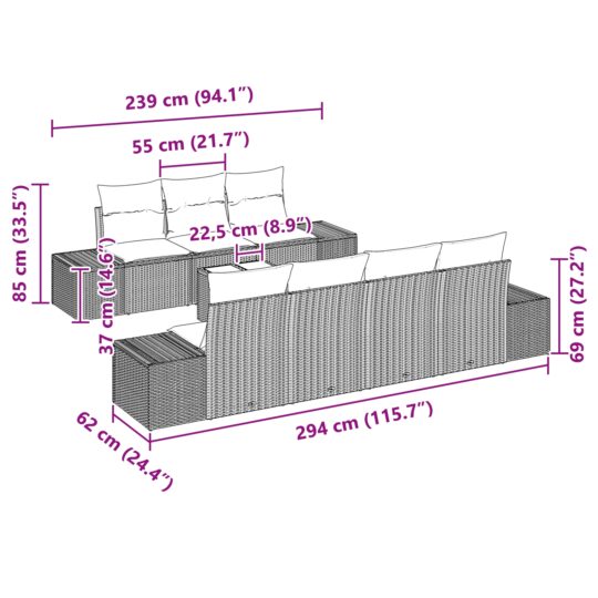 3346971 8 Set de canapele pentru grădină 8 pcs Bej Rattan poli 3346971 8
