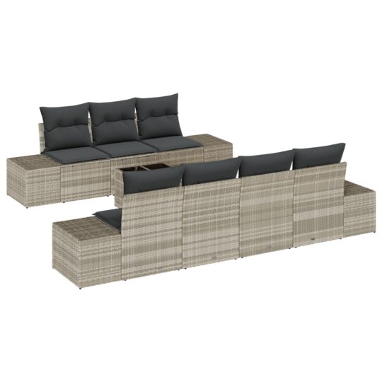 Alternative view of Set de canapele pentru grădină 8 pcs Gri deschis Rattan poli