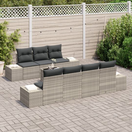 3346972 3 Set de canapele pentru grădină 8 pcs Gri deschis Rattan poli 3346972 3