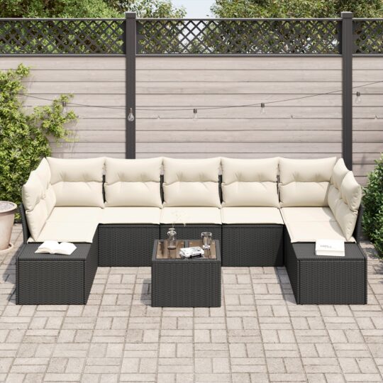 3346977 3 Set de canapele pentru grădină 8 pcs Negru Rattan poli 3346977 3