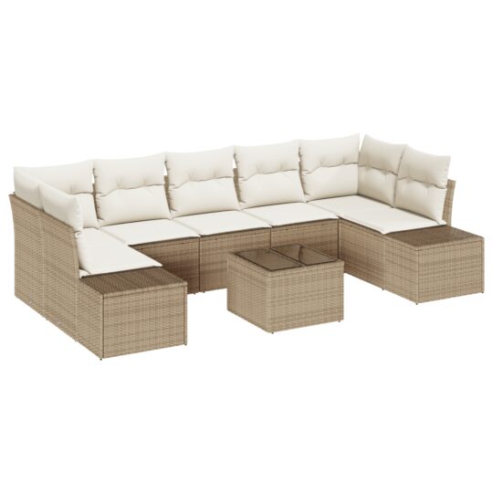 Alternative view of Set de canapele pentru grădină 8 pcs Bej Rattan poli
