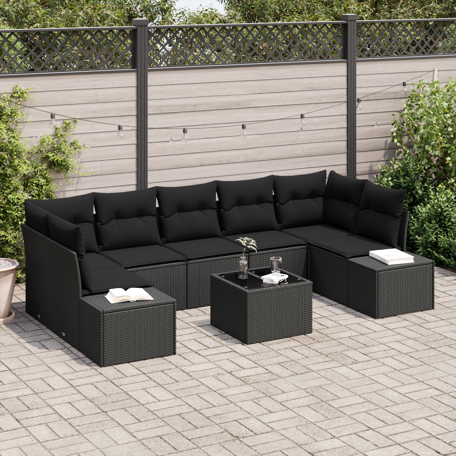 3346983 1 Set de canapele pentru grădină 8 pcs Negru Rattan poli Set de canapele pentru grădină 8 pcs Negru Rattan poli