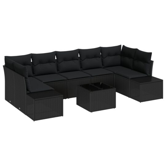3346983 2 Set de canapele pentru grădină 8 pcs Negru Rattan poli 3346983 2
