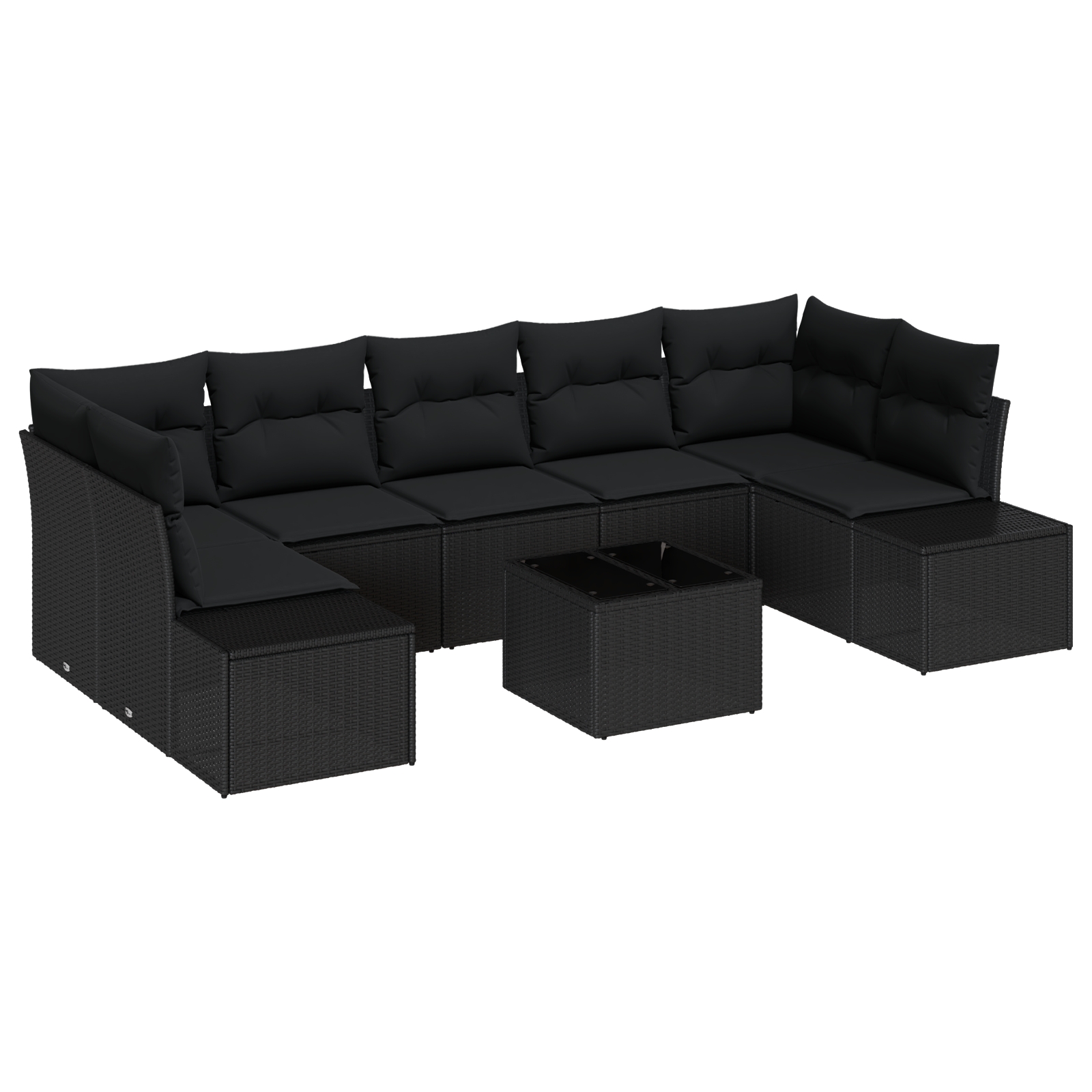3346983 2 Set de canapele pentru grădină 8 pcs Negru Rattan poli Set de canapele pentru grădină 8 pcs Negru Rattan poli - imagine 2