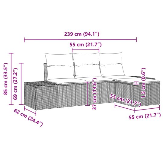 3347008 8 Set de canapele pentru grădină 4 pcs Maro Rattan poli 3347008 8