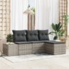 3347012 1 Set de canapele pentru grădină 4 pcs Gri deschis Rattan poli 3347012 1