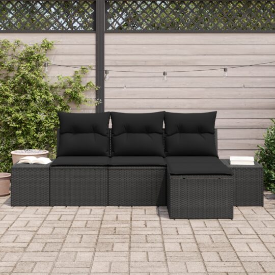 3347013 3 Set de canapele pentru grădină 4 pcs Negru Rattan poli 3347013 3