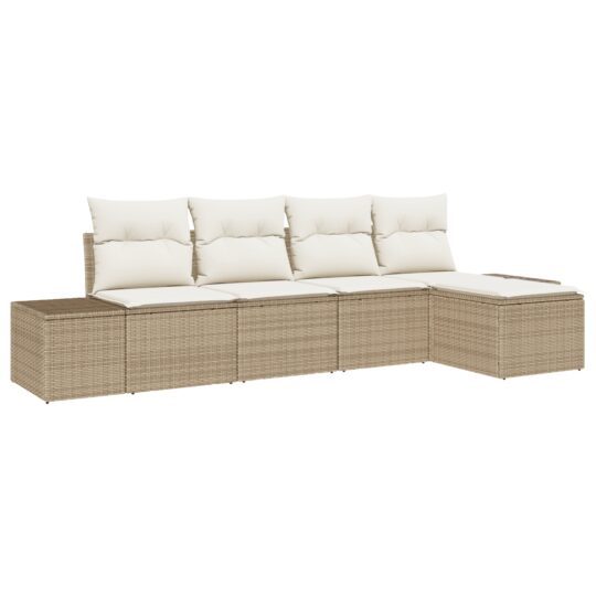 Alternative view of Set de canapele pentru grădină 5 pcs Bej Rattan poli