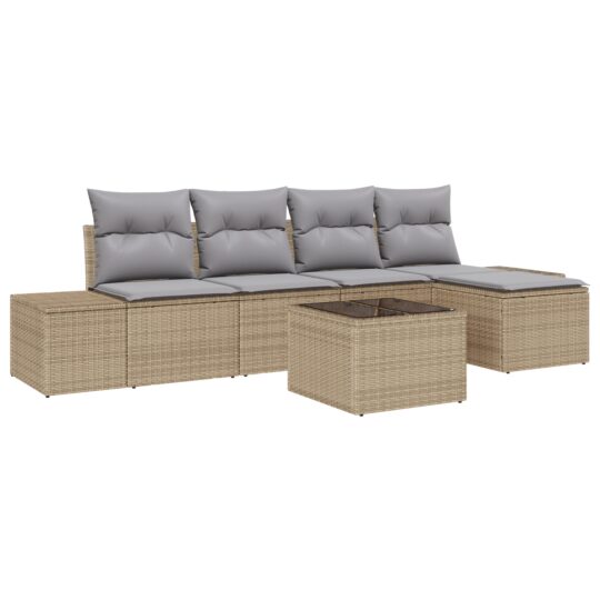 Alternative view of Set de canapele pentru grădină 6 pcs Bej Rattan poli