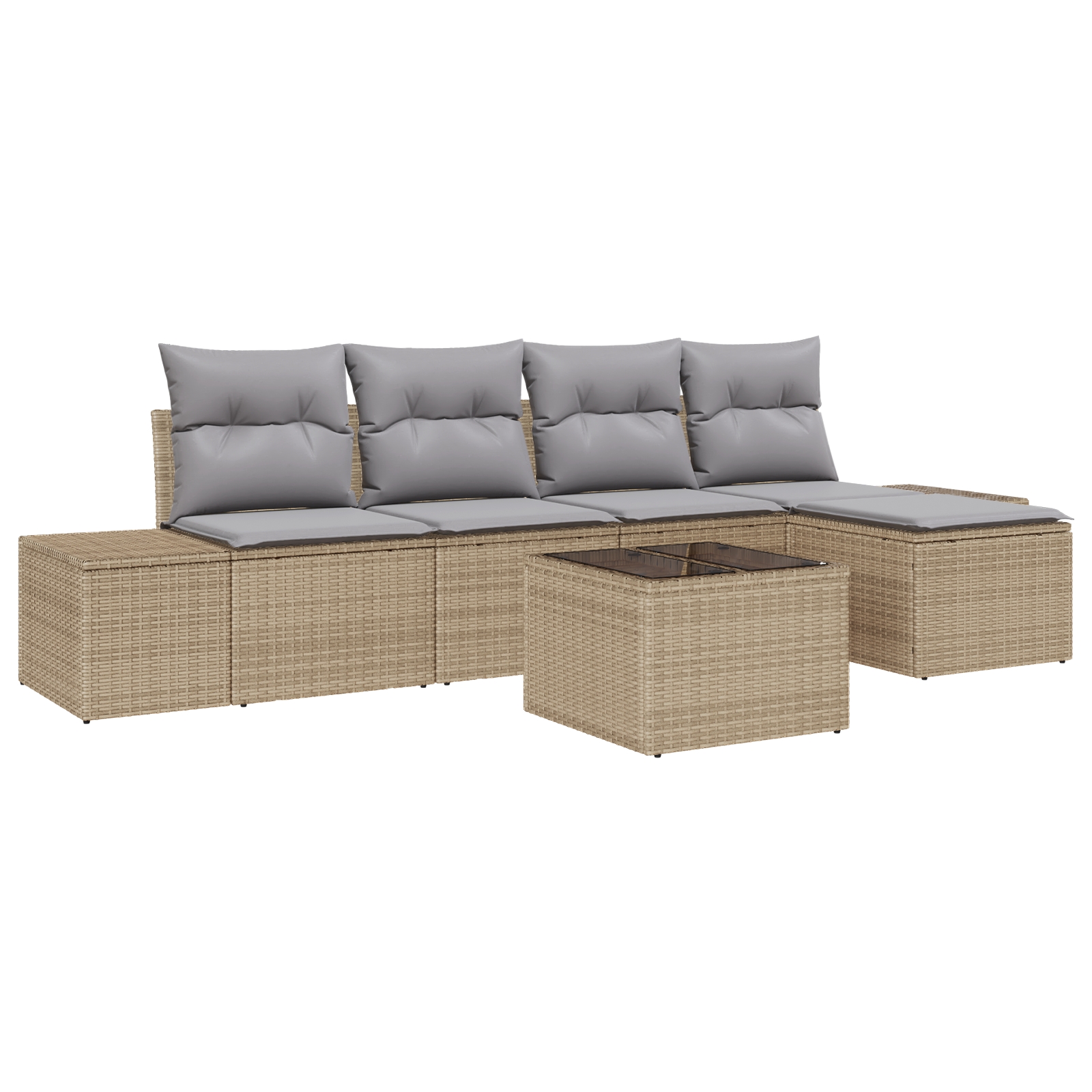3347030 2 Set de canapele pentru grădină 6 pcs Bej Rattan poli Set de canapele pentru grădină 6 pcs Bej Rattan poli - imagine 2