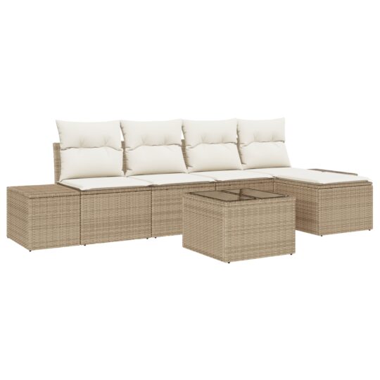 Alternative view of Set de canapele pentru grădină 6 pcs Bej Rattan poli