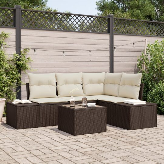 Set de canapele pentru grădină 5 pcs Maro Rattan poli