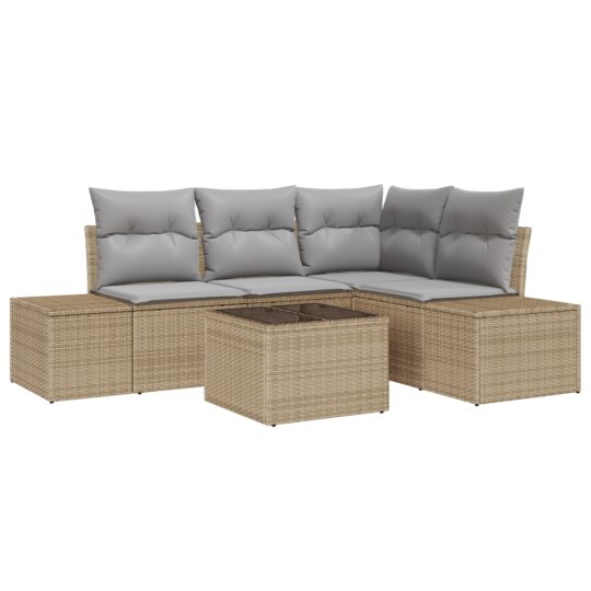 Alternative view of Set de canapele pentru grădină 5 pcs Bej Rattan poli