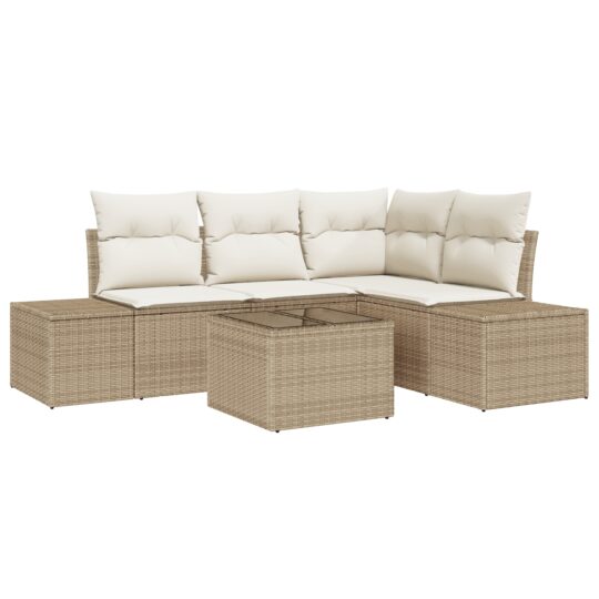 Alternative view of Set de canapele pentru grădină 5 pcs Bej Rattan poli