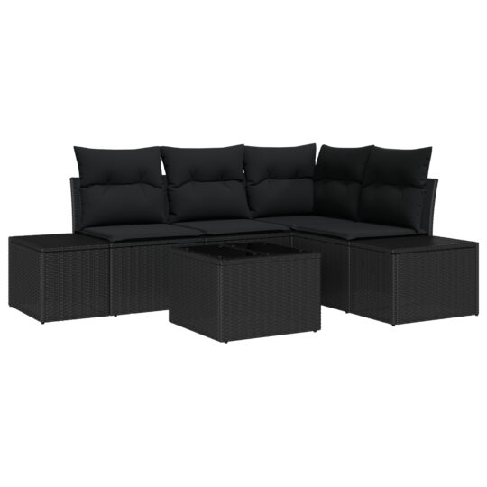 Alternative view of Set de canapele pentru grădină 5 pcs Negru Rattan poli