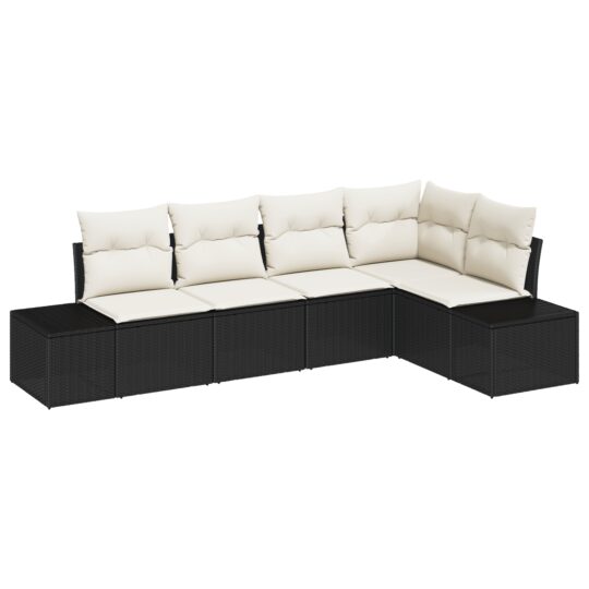 Alternative view of Set de canapele pentru grădină 5 pcs Negru Rattan poli