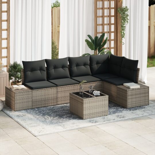 Set de canapele pentru grădină 6 pcs Gri Rattan poli