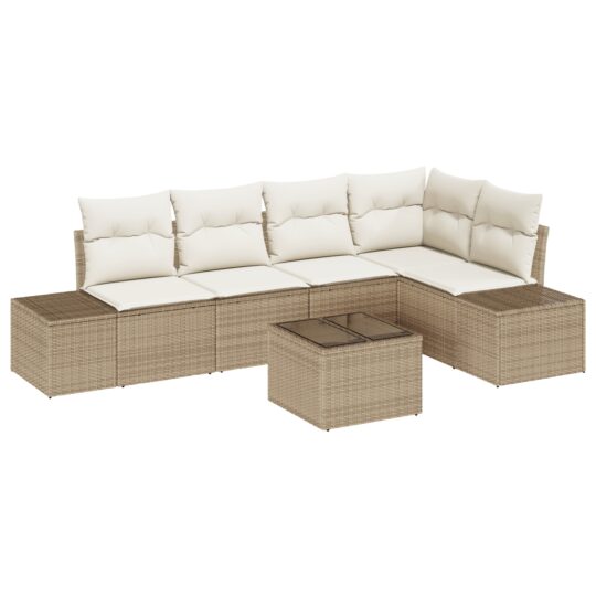 Alternative view of Set de canapele pentru grădină 6 pcs Bej Rattan poli