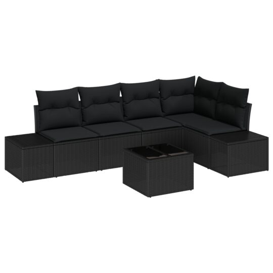 Alternative view of Set de canapele pentru grădină 6 pcs Negru Rattan poli