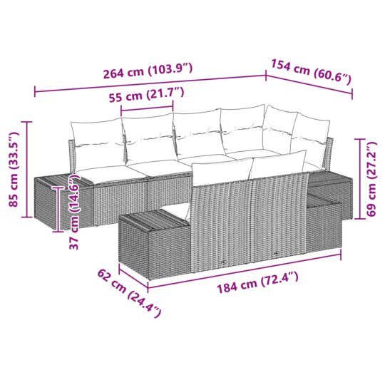 3347097 8 Set de canapele pentru grădină 7 pcs negru și crem Rattan poli 3347097 8