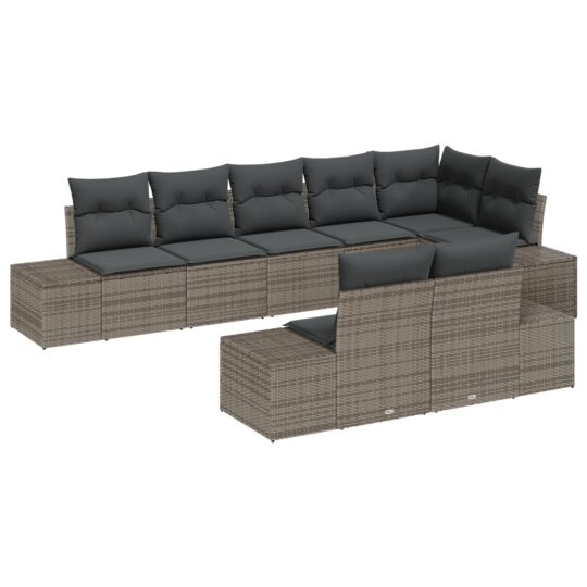 Alternative view of Set de canapele pentru grădină cu pernă 8 pcs Gri Rattan poli