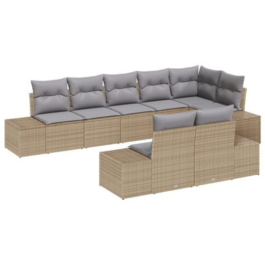 3347110 2 Set de canapele pentru grădină 8 pcs bej și gri Rattan poli 3347110 2