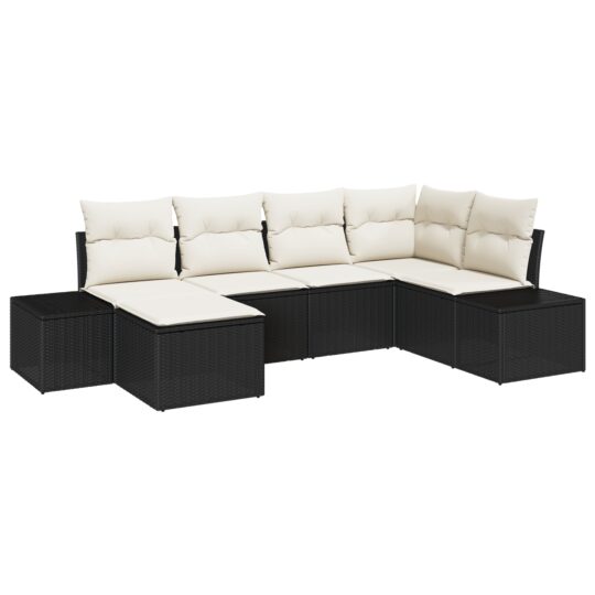 3347127 2 Set de canapele pentru grădină 6 pcs negru și crem Rattan poli 3347127 2