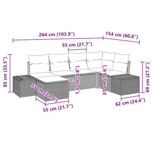 3347128 9 Set de canapele pentru grădină 6 pcs maro și crem Rattan poli 3347128 9