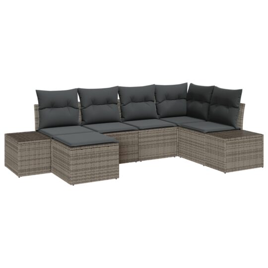 Alternative view of Set de canapele pentru grădină cu pernă 6 pcs Gri Rattan poli