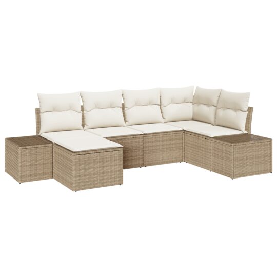 Alternative view of Set de canapele pentru grădină 6 pcs bej și crem Rattan poli