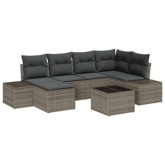 Alternative view of Set de canapele pentru grădină cu pernă 7 pcs Gri Rattan poli