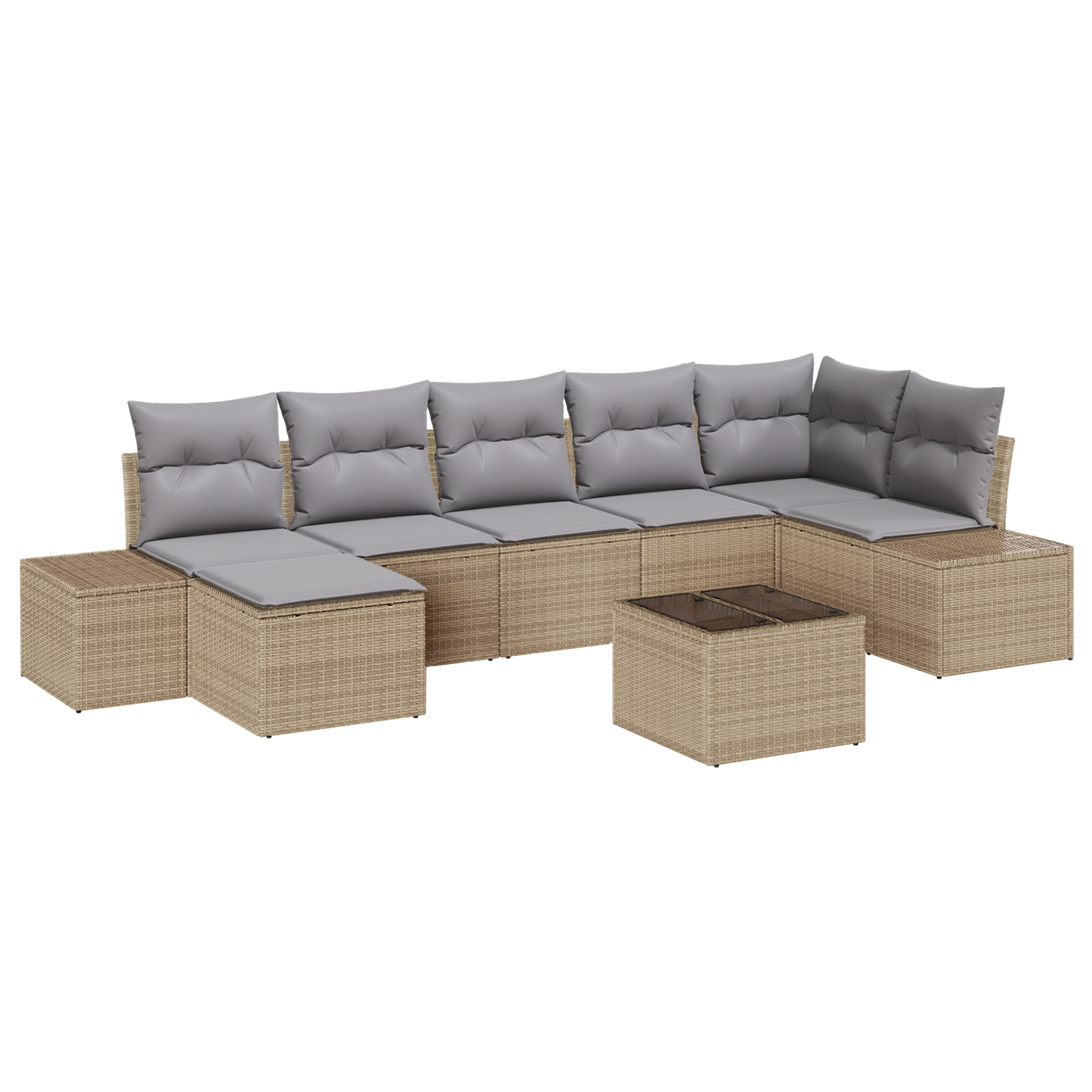 3347160 2 Set de canapele pentru grădină cu pernă 8 pcs Bej Rattan poli Set de canapele pentru grădină cu pernă 8 pcs Bej Rattan poli - imagine 2
