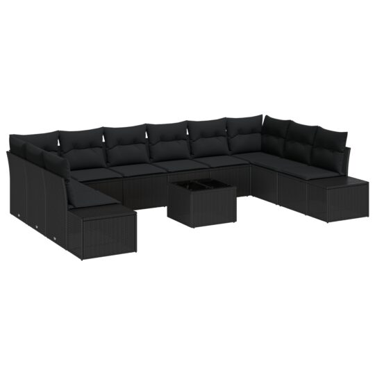 Alternative view of Set de canapele pentru grădină 11 pcs Negru Rattan poli