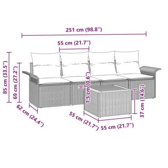 3347257 8 Set de canapele pentru grădină 5 pcs Negru Rattan poli 3347257 8