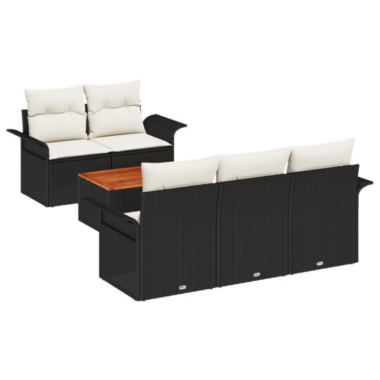 Alternative view of Set de canapele pentru grădină 6 pcs Negru Rattan poli