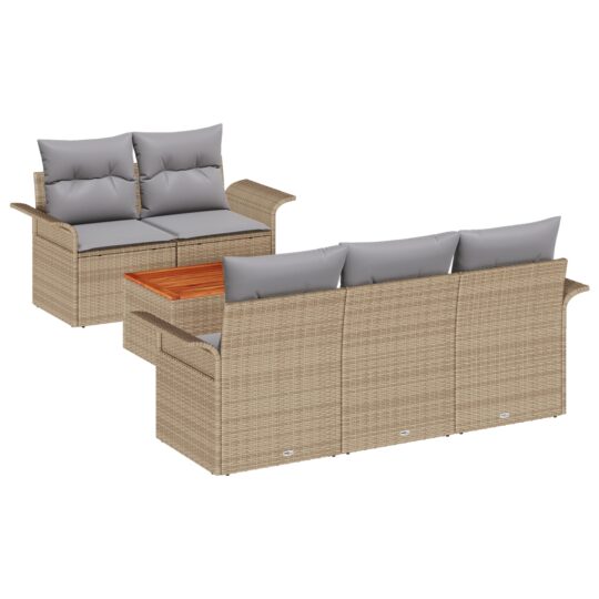 Alternative view of Set de canapele pentru grădină 6 pcs Bej Rattan poli