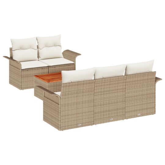 Alternative view of Set de canapele pentru grădină 6 pcs Bej Rattan poli