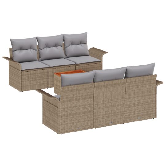 Alternative view of Set de canapele pentru grădină 7 pcs Bej Rattan poli