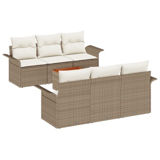 Alternative view of Set de canapele pentru grădină 7 pcs Bej Rattan poli