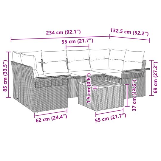 3347279 9 Set de canapele pentru grădină 7 pcs Gri Rattan poli 3347279 9