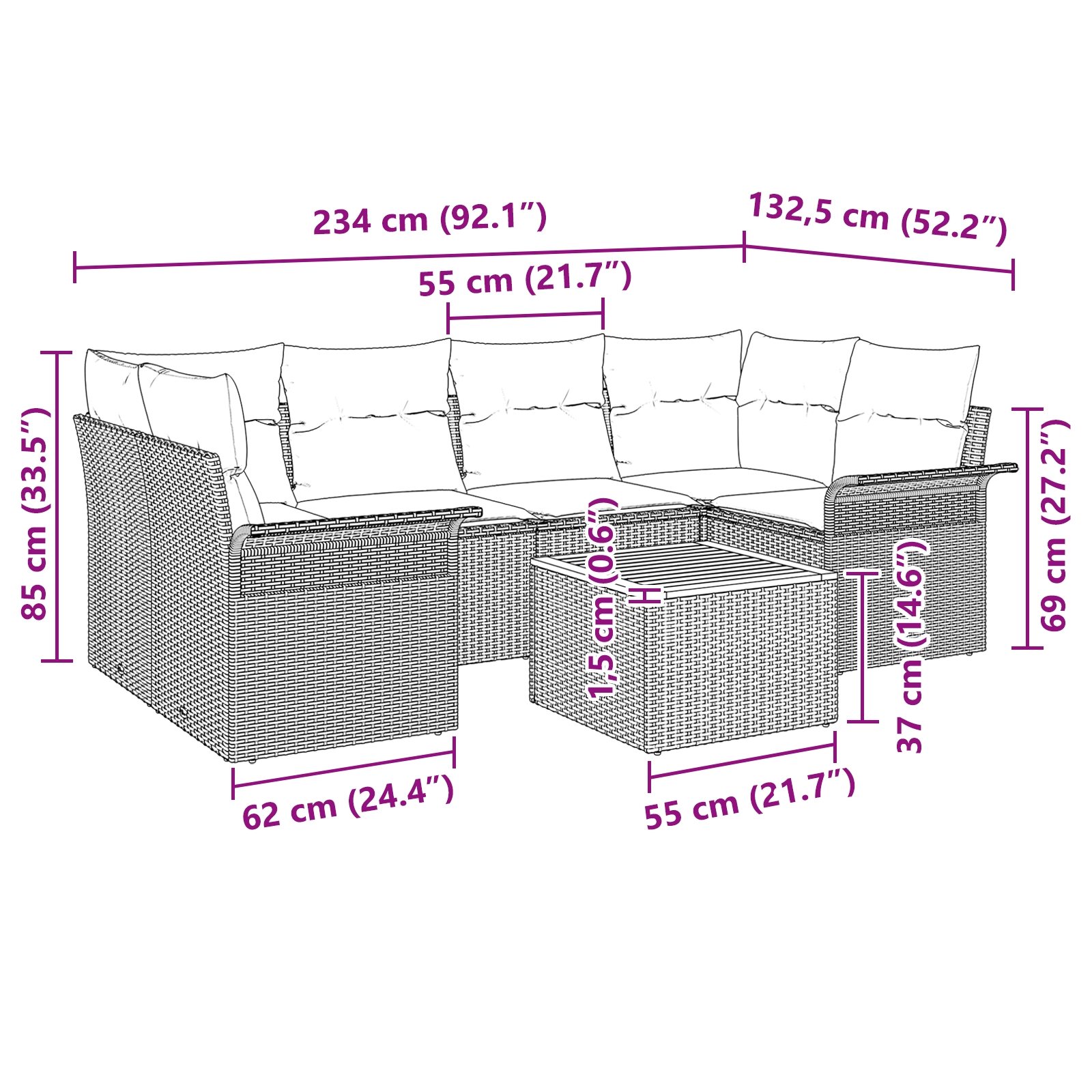 3347279 9 Set de canapele pentru grădină 7 pcs Gri Rattan poli Set de canapele pentru grădină 7 pcs Gri Rattan poli - imagine 9