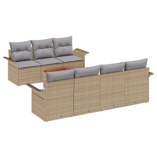 Alternative view of Set de canapele pentru grădină 8 pcs Bej Rattan poli