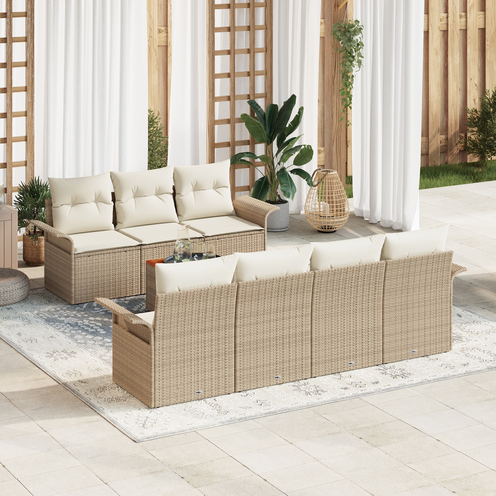 3347288 1 Set de canapele pentru grădină 8 pcs Bej Rattan poli Set de canapele pentru grădină 8 pcs Bej Rattan poli