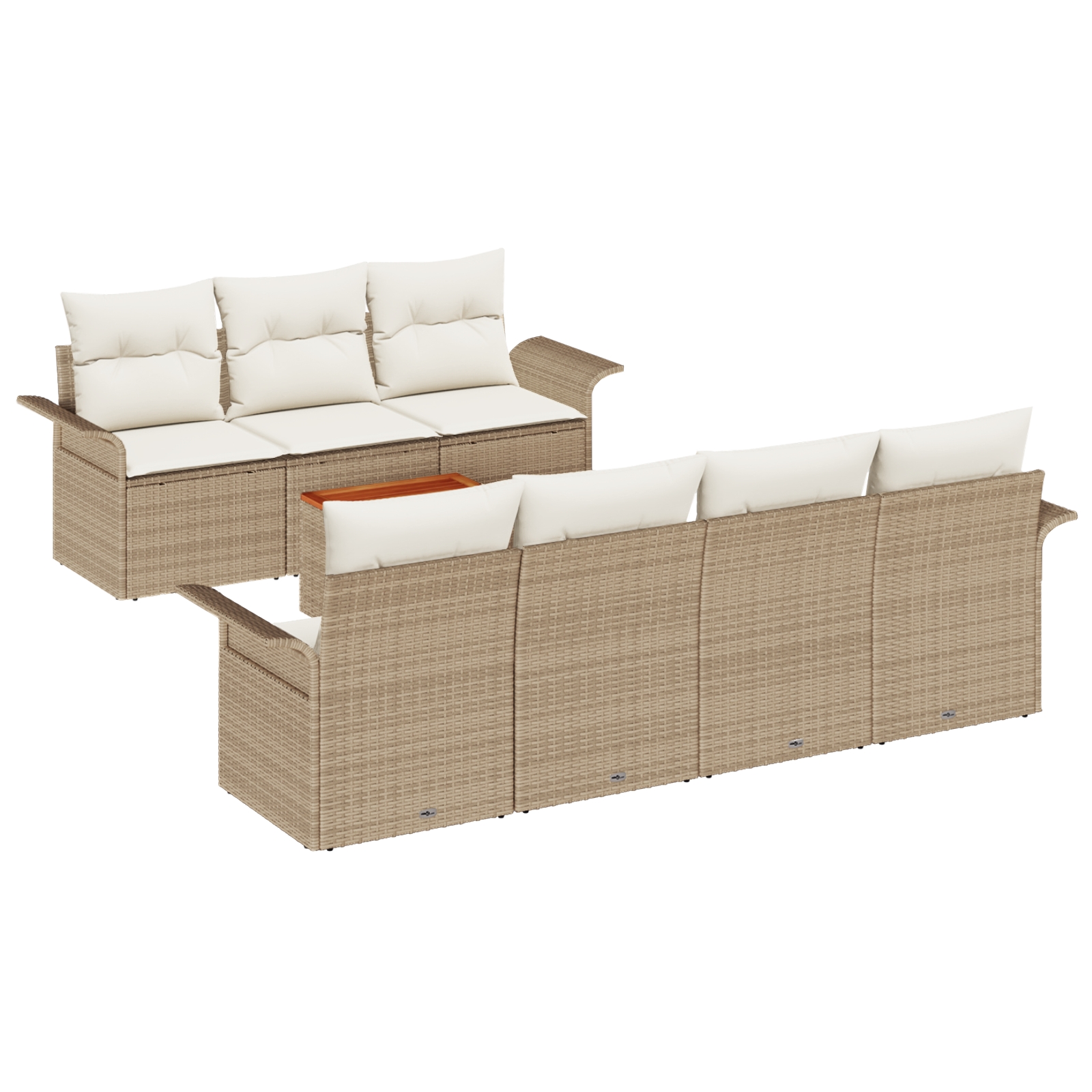 3347288 2 Set de canapele pentru grădină 8 pcs Bej Rattan poli Set de canapele pentru grădină 8 pcs Bej Rattan poli - imagine 2