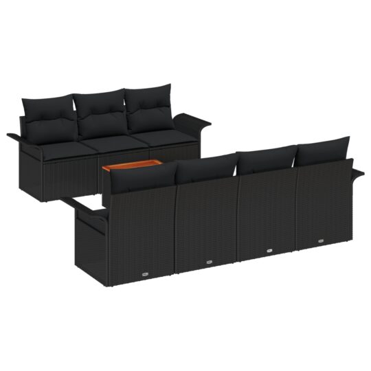3347289 2 Set de canapele pentru grădină 8 pcs Negru Rattan poli 3347289 2