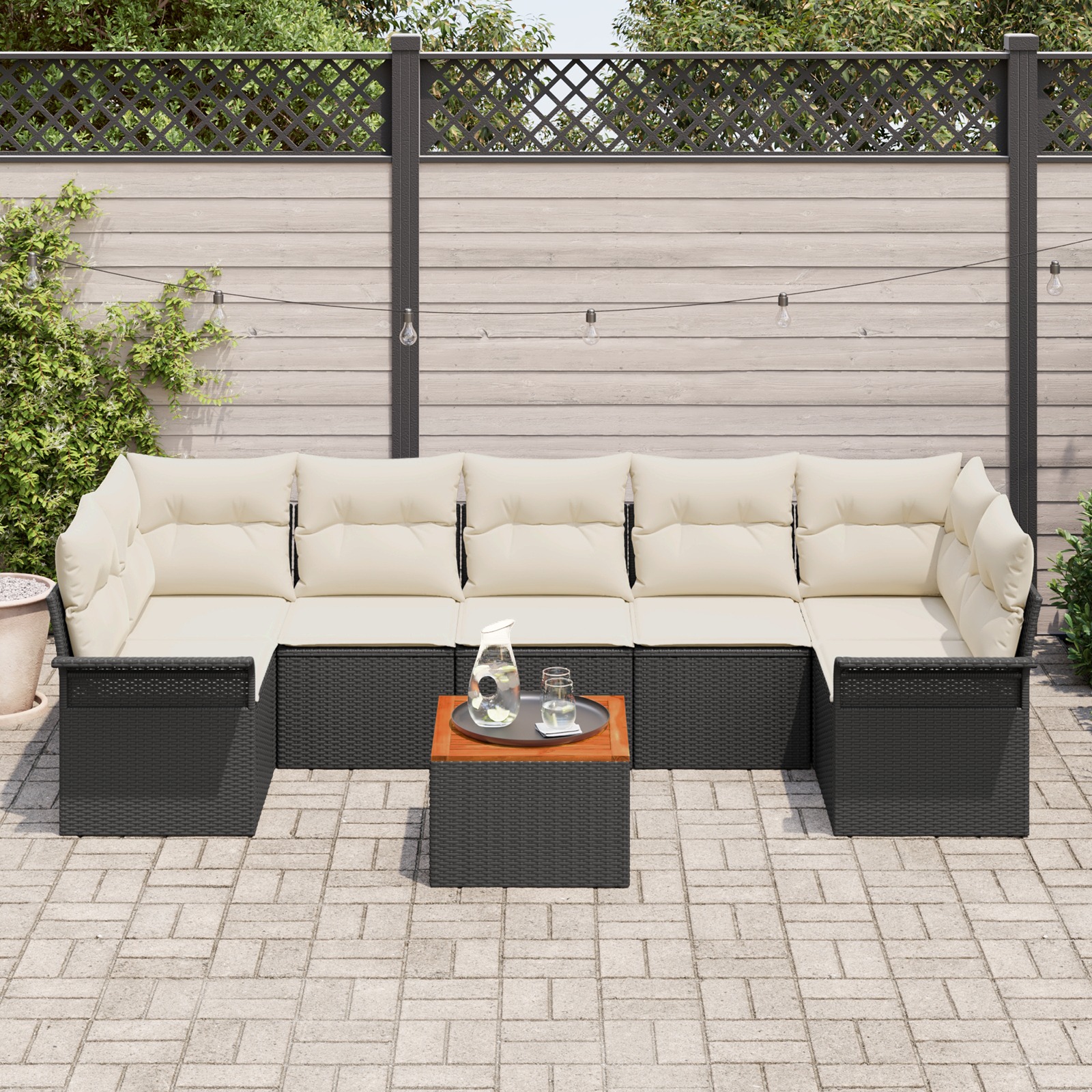 3347292 3 Set de canapele pentru grădină 8 pcs Negru Rattan poli Set de canapele pentru grădină 8 pcs Negru Rattan poli - imagine 3